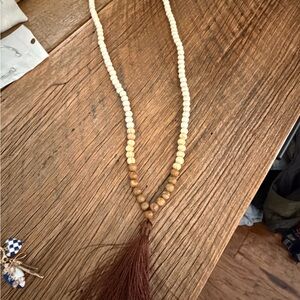 Cream and Brown Beaded Necklace